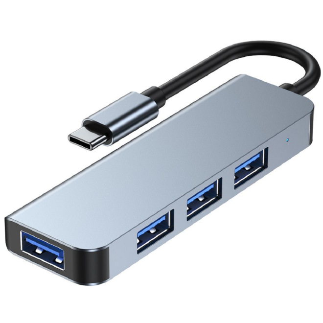 Tech-Protect V1 Hub Adapter 4 in 1 - Type-C Αντάπτορας Αλουμινίου Με 4 x USB-A - Grey