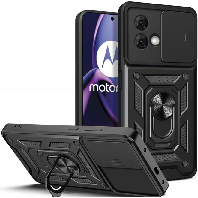 Techsuit CamShield - Ανθεκτική Θήκη με Κάλυμμα για την Κάμερα & Μεταλλικό Ring Holder - Motorola Moto G84 - Black
