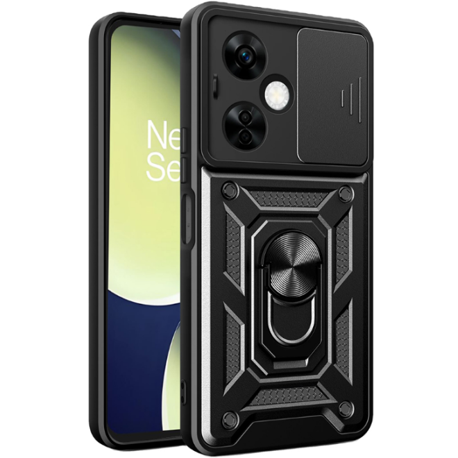 Techsuit CamShield - Ανθεκτική Θήκη με Κάλυμμα για την Κάμερα & Μεταλλικό Ring Holder - OnePlus Nord CE 3 Lite - Black