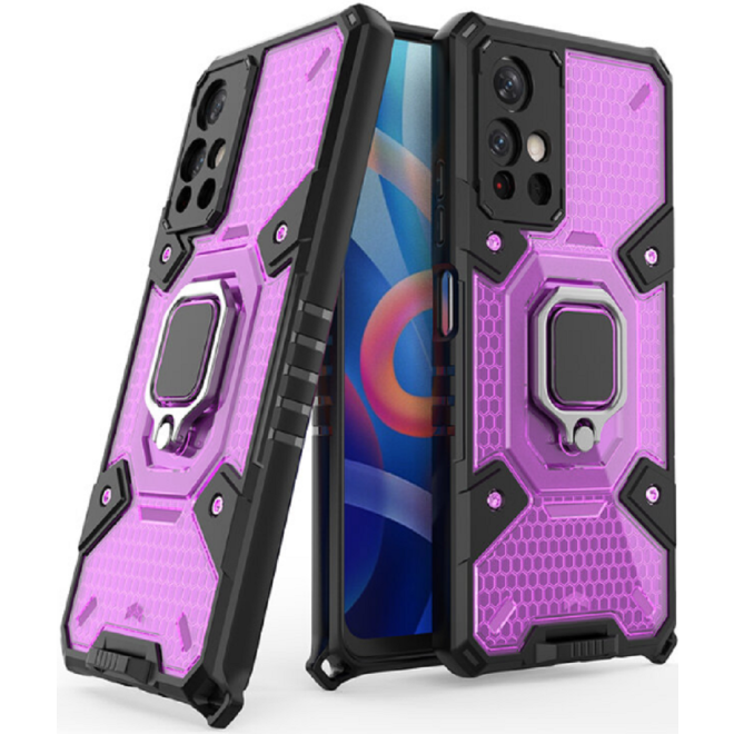 Techsuit Honeycomb Armor - Ανθεκτική Θήκη Xiaomi Poco M4 Pro 5G με Μεταλλικό Ring Holder - Rose Violet