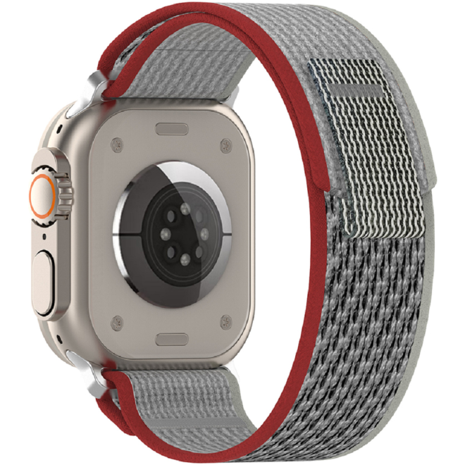 Techsuit Watchband W039 - Nylon Λουράκι Apple Watch Ultra2/Ultra1/SE/10/9/8/7/6/5/4 (49/46/45/44mm) - Red / Grey