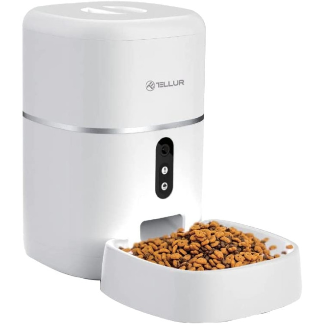 Tellur Smart Wi-Fi Pet Feeder - Έξυπνη Wi-Fi Ταΐστρα Φαγητού για Κατοικίδιο με Ενσωματωμένη UltraHD Κάμερα - 4L - White