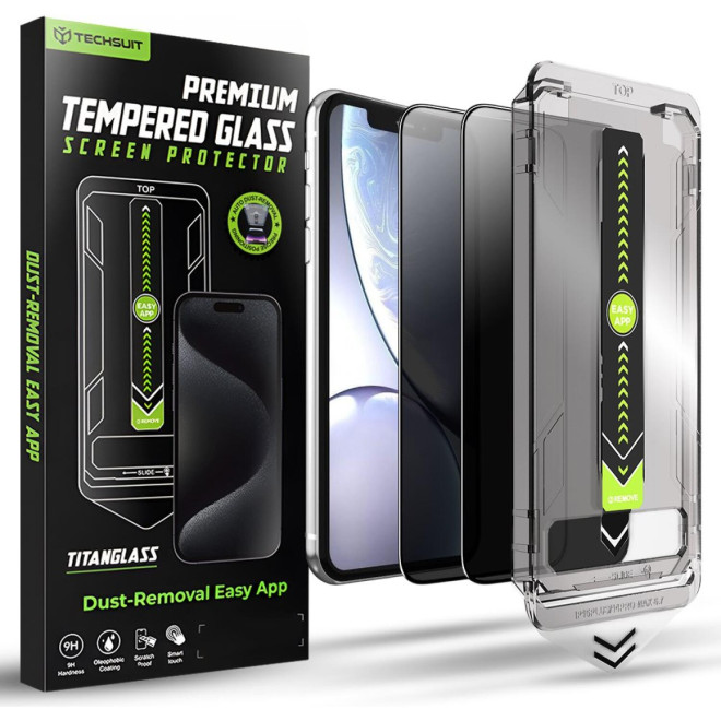 Tempered Glass iPhone 11 / XR Techsuit Privacy TitanGlass Full Cover Full Face Αντιχαρακτικό Γυαλί Προστασίας Απορρήτου Οθόνης 2 Τεμάχια Privacy