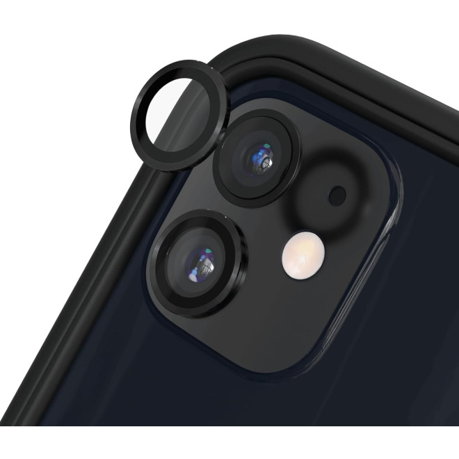Tempered Glass iPhone 12 / 12 mini / 11 Spacecase QuickFit Camera Glass Αντιχαρακτικό Γυαλί Προστασίας για Φακό Κάμερας 2 Τεμάχια Black