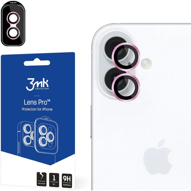 Tempered Glass iPhone 16 / 16 Plus 3MK Lens Protection Pro Αντιχαρακτικό Γυαλί Προστασίας για Φακό Κάμερας Pink