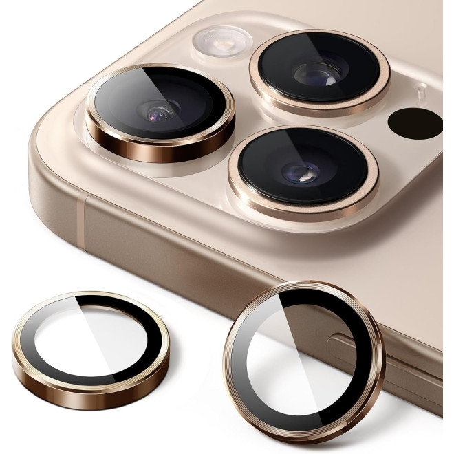 Tempered Glass iPhone 16 Pro / 16 Pro Max Spacecase QuickFit Camera Glass Αντιχαρακτικό Γυαλί Προστασίας για Φακό Κάμερας 2 Τεμάχια Desert Titanium