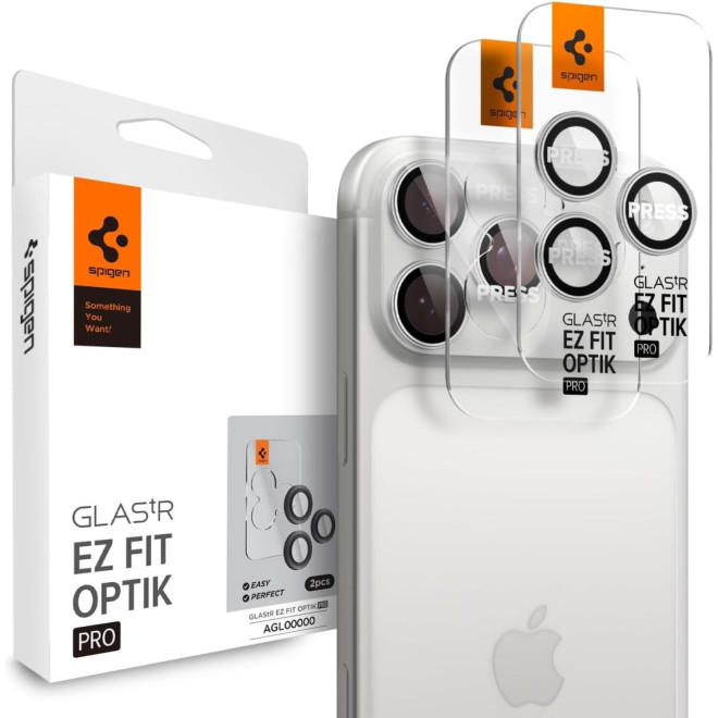 Tempered Glass iPhone 17 Pro / 17 Pro Max / 16 Pro / 16 Pro Max / 15 Pro / 15 Pro Max / 14 Pro / 14 Pro Max Spigen GLAS.tR EZ Fit OPTIK Pro Camera Lens Protector Αντιχαρακτικό Γυαλί Προστασίας για Φακό Κάμερας 2 Τεμάχια Silver