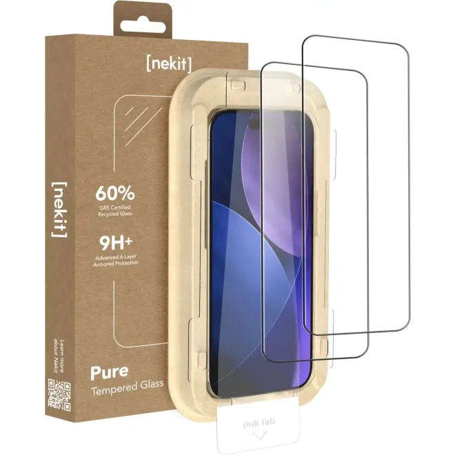 Tempered Glass iPhone 18 Pro Max Nekit Pure Premium Ανθεκτικό 9Η+ Full Face Αντιχαρακτικό Γυαλί Προστασίας Οθόνης με Απλικατέρ 2 Τεμάχια Black