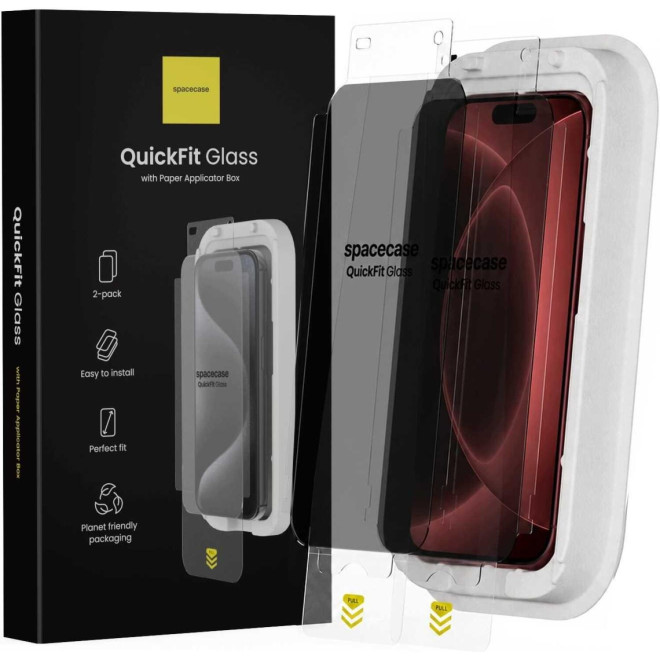 Tempered Glass iPhone 18 Pro Max Spacecase QuickFit Privacy Glass Αντιχαρακτικό Γυαλί Προστασίας Απορρήτου Οθόνης με Απλικατέρ QuickFit 2 Τεμάχια Privacy 