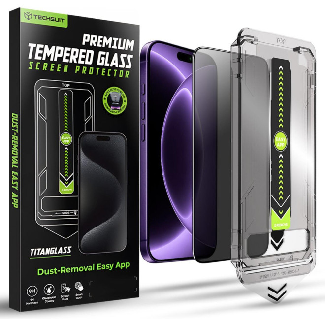 Tempered Glass iPhone 18 Pro Techsuit Privacy TitanGlass Full Cover Full Face Αντιχαρακτικό Γυαλί Προστασίας Απορρήτου Οθόνης Privacy