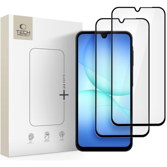 Tempered Glass Samsung Galaxy A17 / A26 / A16 Tech-Protect Glass Fit+ Full Face Αντιχαρακτικό Γυαλί Προστασίας Οθόνης 2 Τεμάχια Black 