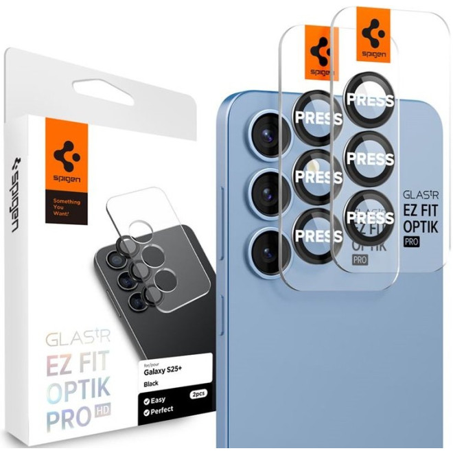 Tempered Glass Samsung Galaxy S25 Plus Spigen GLAS.tR EZ Fit OPTIK Pro HD Camera Lens Protector Αντιχαρακτικό Γυαλί Προστασίας για Φακό Κάμερας 2 Τεμάχια Black