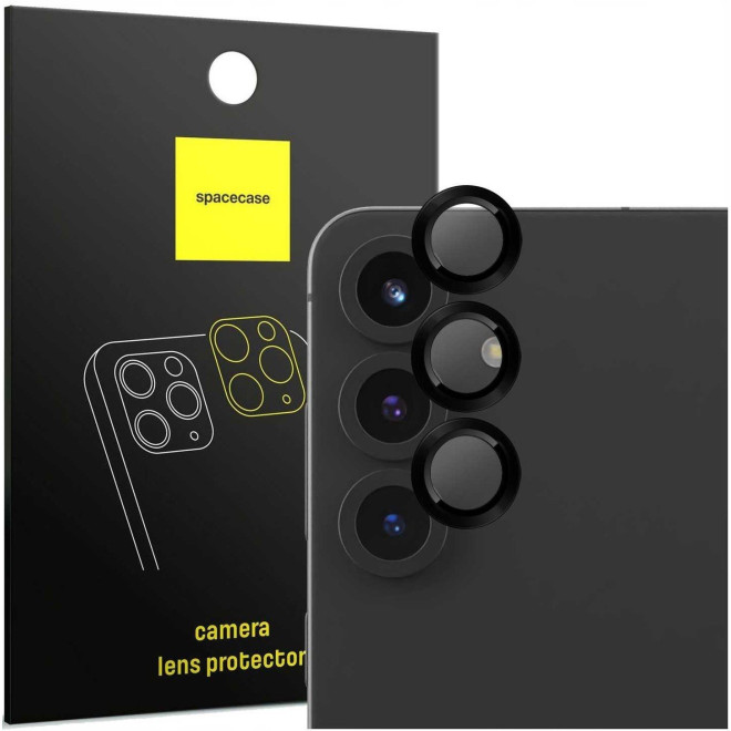 Tempered Glass Samsung Galaxy S25 Spacecase Camera Ring Αντιχαρακτικό Γυαλί Προστασίας για Φακό Κάμερας με Πλαίσιο Αλουμινίου Black