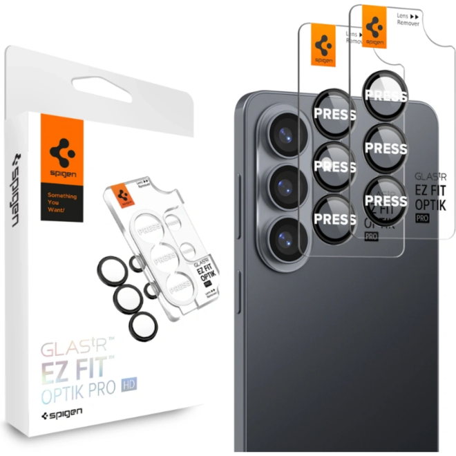 Tempered Glass Samsung Galaxy S26 Plus Spigen GLAS.tR EZ Fit OPTIK Pro HD Camera Lens Protector Αντιχαρακτικό Γυαλί Προστασίας για Φακό Κάμερας 2 Τεμάχια Black