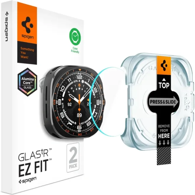 Tempered Glass Samsung Galaxy Watch Ultra2 2026 47mm Spigen GLAS.tR EZ Fit AluminaCore Αντιχαρακτικό Γυαλί Προστασίας Οθόνης 2 Τεμάχια Clear