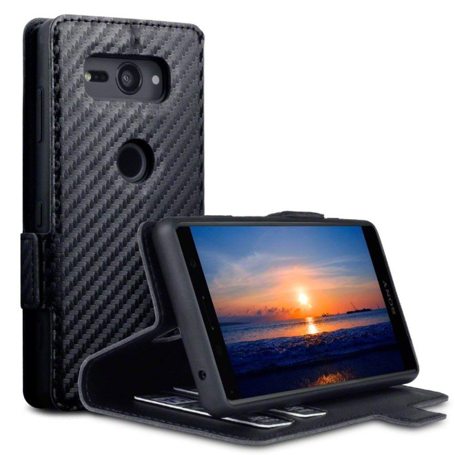 Terrapin Low Profile Θήκη - Πορτοφόλι Carbon Fibre Sony Xperia XZ2 Compact - Black