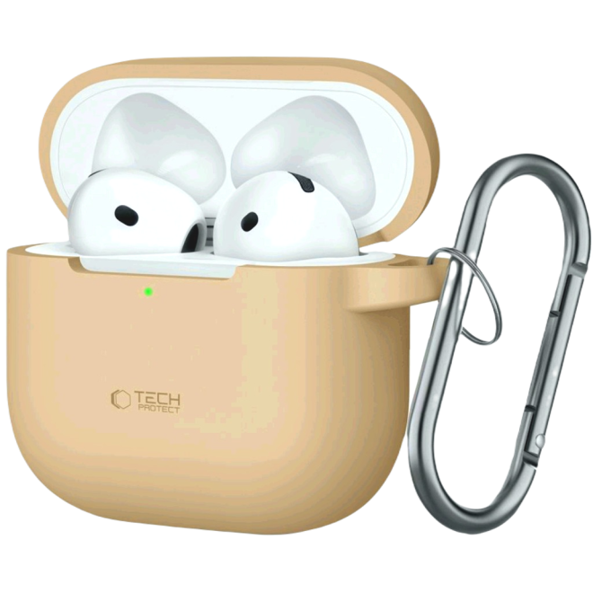 Θήκη Apple AirPods 4th Gen - Tech-Protect Silicone Hook Σιλικόνης - Caffe Latte