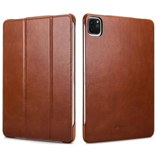 Θήκη Apple iPad Air 7 2025 11" / Air 6 2024 11" / Air 5 2022 10.9" / Air 4 2020 10.9" / Pro 11" 2022 / 2021 / 2020 / 2018 - iCarer Genuine Leather Case Σκληρή Δερμάτινη - Brown