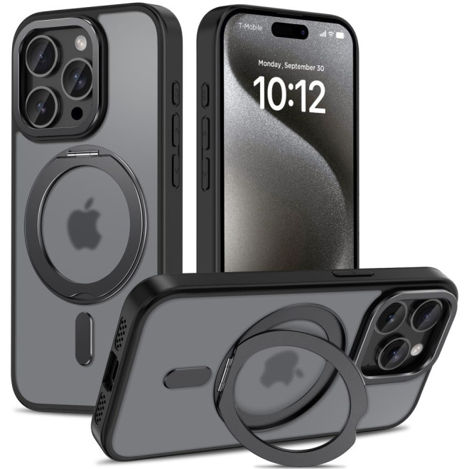 Θήκη Apple iPhone 15 Pro - Tech-Protect MagRing Σκληρή Ημιδιάφανη με MagSafe & KickStand - Matte Black