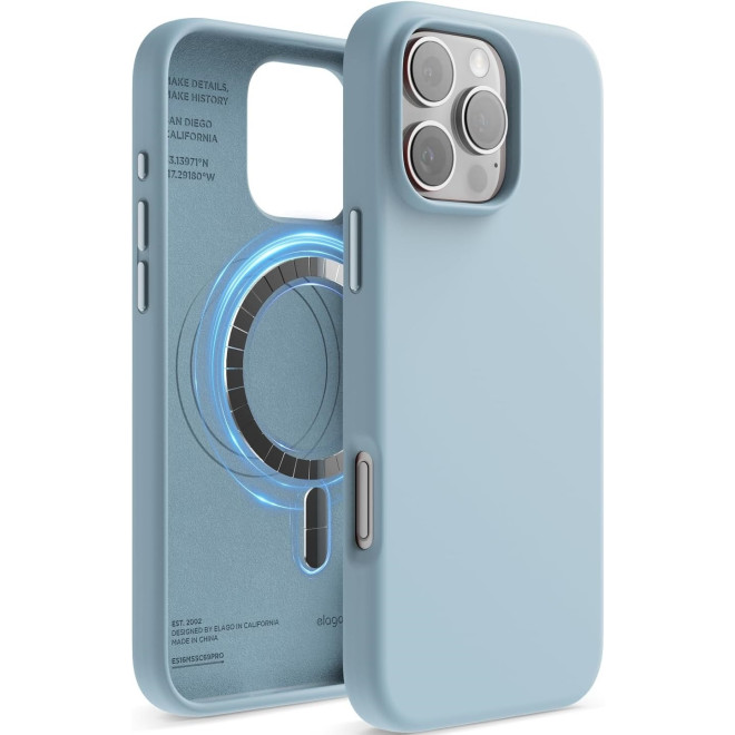 Θήκη Apple iPhone 16 Pro Max - Elago Magnetic Silicone Case Premium Σιλικόνης με MagSafe - Sky Blue