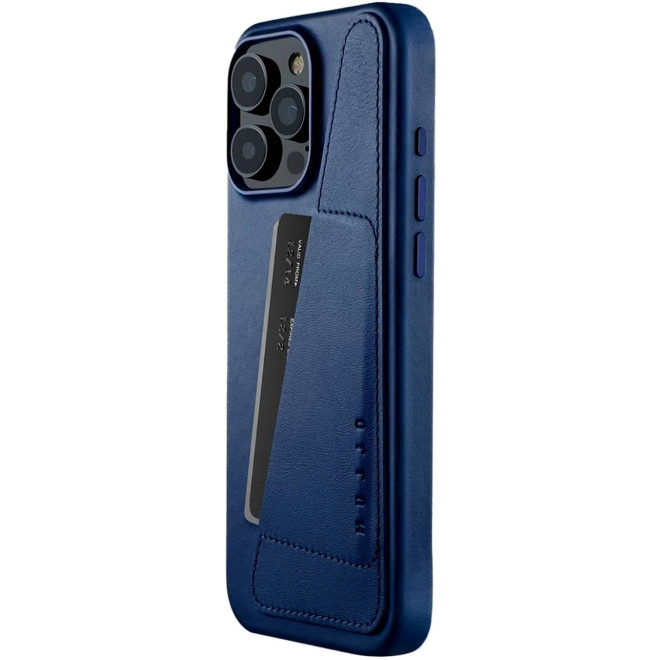 Θήκη Apple iPhone 16 Pro Max - MUJJO Full Leather Wallet Case Δερμάτινη Πορτοφόλι με MagSafe - Monaco Blue