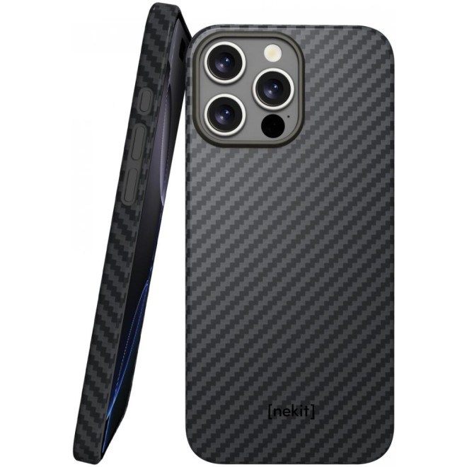 Θήκη Apple iPhone 16 Pro Max - Nekit Fiber Σκληρή με MagSafe Aramid Fiber - 1mm - 1500D Kevlar - Black