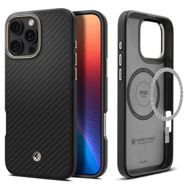 Θήκη Apple iPhone 16 Pro Max - Spigen Enzo Aramid MagFit Σκληρή με MagSafe & TPU - 1500D - 2mm - Black / Natural