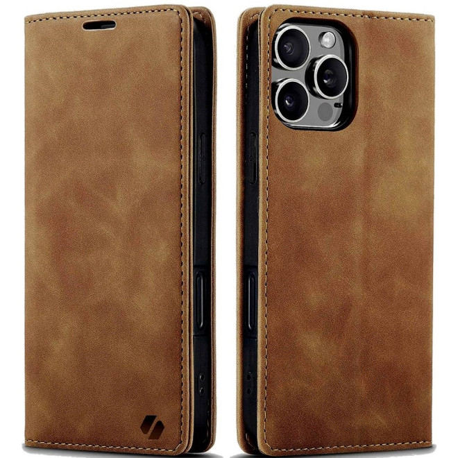 Θήκη Apple iPhone 16 Pro - Spacecase Wallet Πορτοφόλι - Light Brown