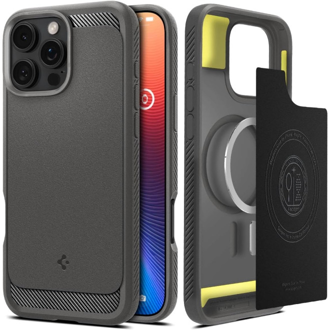 Θήκη Apple iPhone 16 Pro - Spigen Rugged Armor MagFit με MagSafe - Gray