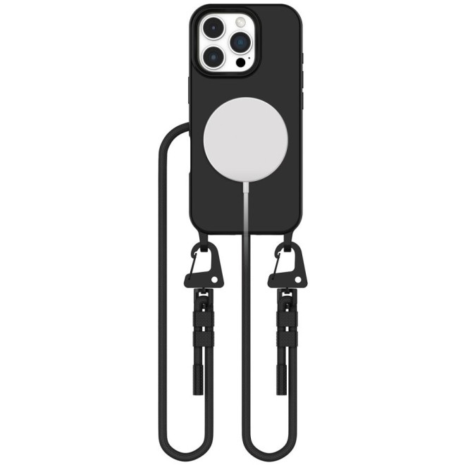 Θήκη Apple iPhone 16 Pro - Tech-Protect MagNecklace Σιλικόνης με MagSafe & Αποσπώμενο Λουράκι Λαιμού - Black