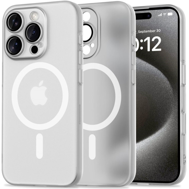 Θήκη Apple iPhone 16 Pro - Tech-Protect MagSlim Σκληρή Ημιδιάφανη με MagSafe & Πλαίσιο Κάμερας - Matte / White