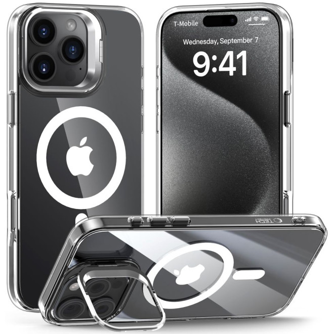 Θήκη Apple iPhone 16 Pro - Tech-Protect MagStand Σκληρή Διάφανη με MagSafe & KickStand - Clear
