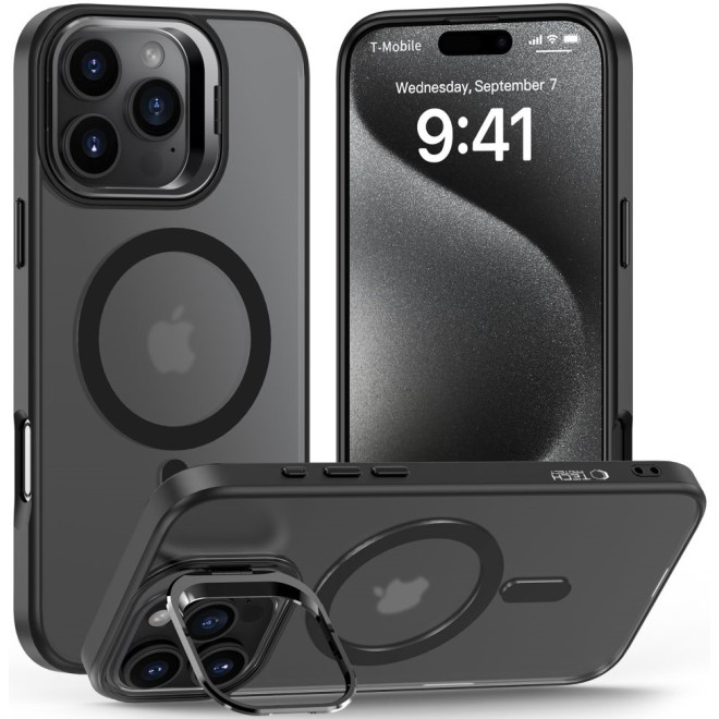 Θήκη Apple iPhone 16 Pro - Tech-Protect MagStand Σκληρή Ημιδιάφανη με MagSafe & KickStand - Matte Black