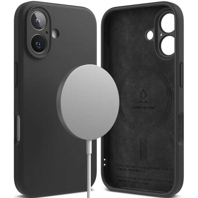 Θήκη Apple iPhone 16 - Ringke Silicone Magnetic Ανθεκτική Σιλικόνης με MagSafe - Black 