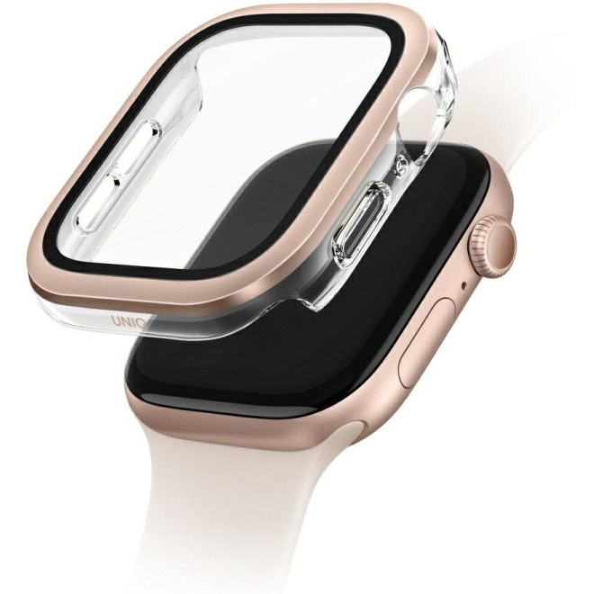 Θήκη Apple Watch 10 46mm Uniq Voute με Tempered Glass Rose Gold