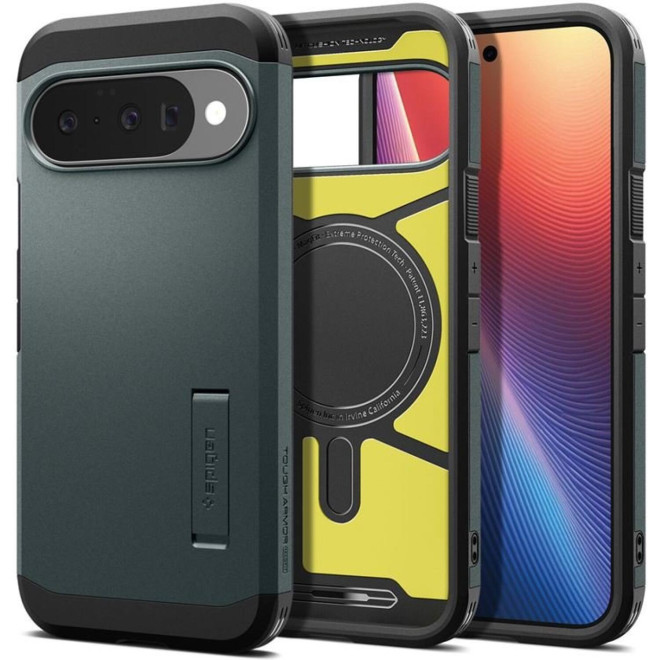 Θήκη Google Pixel 10 / 10 Pro Spigen Tough Armor AI MagFit Ανθεκτική με MagSafe Qi2 & KickStand Abyss Green