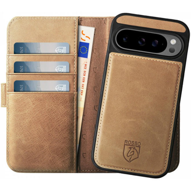 Θήκη Google Pixel 9 / 9 Pro Rosso Elite Δερμάτινο Πορτοφόλι με MagSafe Light Brown