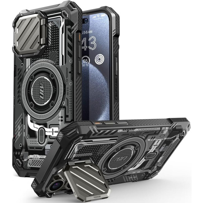 Θήκη iPhone 15 Pro Max Supcase Unicorn Beetle XT Mag Ανθεκτική MagSafe με Μεταλλικό Κάλυμμα για την Κάμερα Black Circuit 