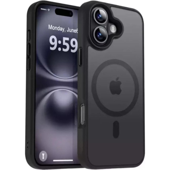 Θήκη iPhone 16 Bodycell MagSafe Backcover Σκληρή Ημιδιάφανη με MagSafe Matte Black