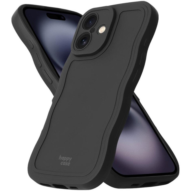 Θήκη iPhone 16 HappyCase Wavy Σιλικόνης Black