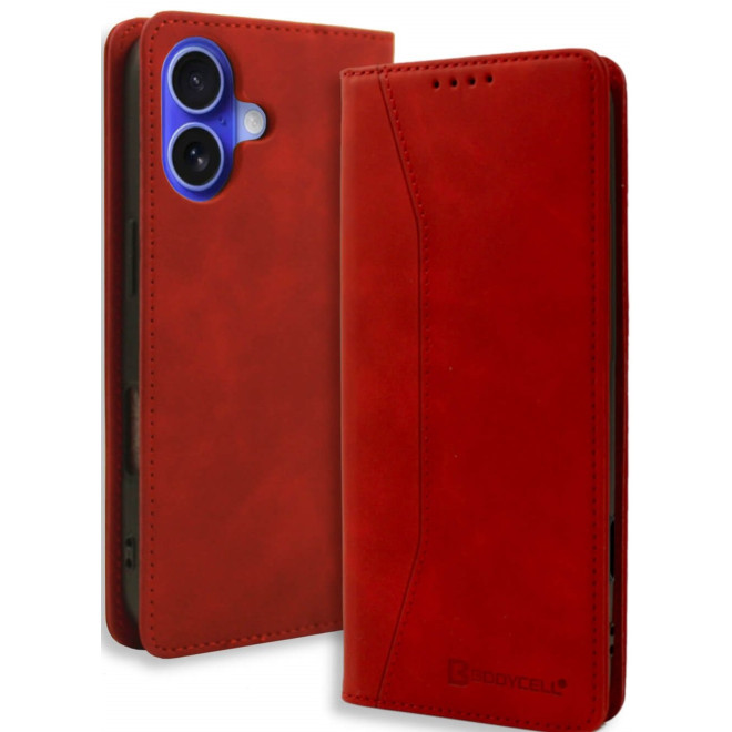 Θήκη iPhone 16 Plus Bodycell Book Case Πορτοφόλι Red