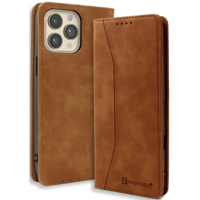Θήκη iPhone 16 Pro Bodycell Book Case Πορτοφόλι Brown