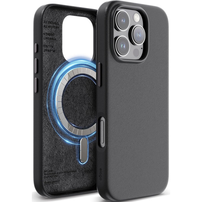 Θήκη iPhone 16 Pro Elago Magnetic Leather από Vegan Δέρμα με MagSafe Black