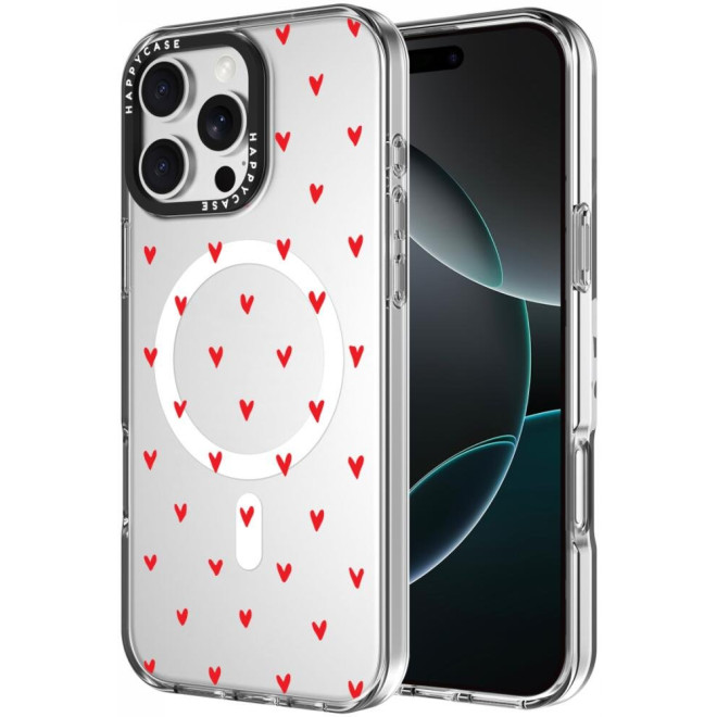Θήκη iPhone 16 Pro HappyCase Joy Διάφανη Σκληρή με MagSafe Love Hearts
