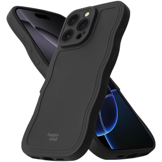 Θήκη iPhone 16 Pro HappyCase Wavy Σιλικόνης Black