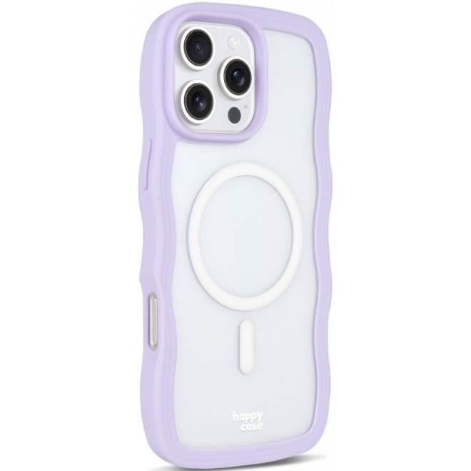 Θήκη iPhone 16 Pro Max HappyCase Wavy Διάφανη Σκληρή με MagSafe & TPU Bumper Purple