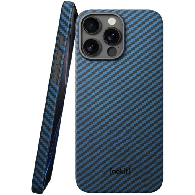 Θήκη iPhone 16 Pro Max Nekit Fiber Σκληρή με MagSafe Aramid Fiber 1mm 1500D Kevlar Blue