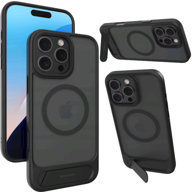 Θήκη iPhone 16 Pro Max Spacecase Stand Pro Mag Σκληρή με MagSafe & KickStand Black