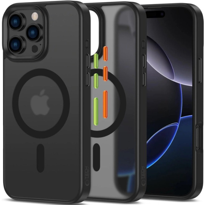 Θήκη iPhone 16 Pro Max Tech-Protect MagMat XT 3-Set Ημιδιάφανη με MagSafe & 3 Εναλλάξιμα Καλύμματα Κουμπιών Matte Black