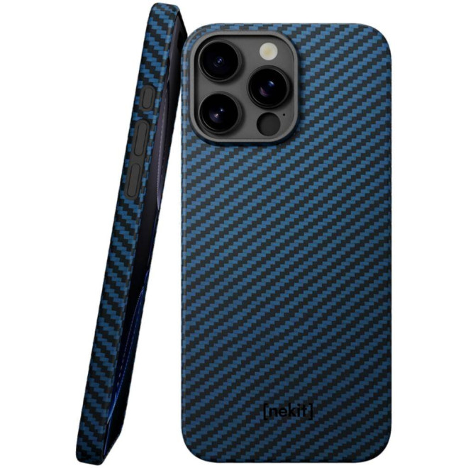 Θήκη iPhone 16 Pro Nekit Fiber Σκληρή με MagSafe Aramid Fiber 1mm 1500D Kevlar Blue